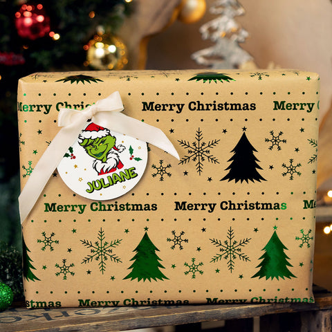 Christbaumschmuck aus Holz - Grinch - Weihnachtsanhänger mit Namen