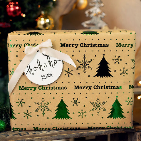 Christbaumschmuck aus Holz - Hohoho - Weihnachtsanhänger mit Namen