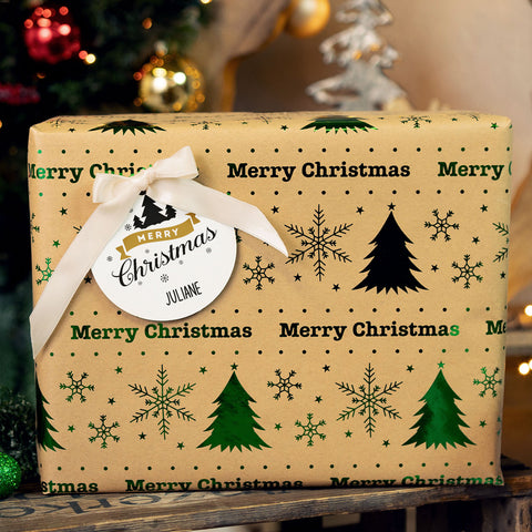 Christbaumschmuck aus Holz - Merry Christmas - Weihnachtsanhänger mit Namen