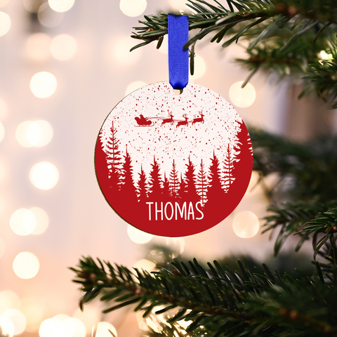Christbaumschmuck aus Holz - Weihnachtswald - Weihnachtsanhänger mit Namen