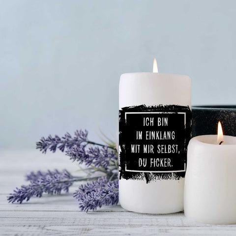 Kleine Kerze mit Spruch "Im Einklang mit mir selbst"