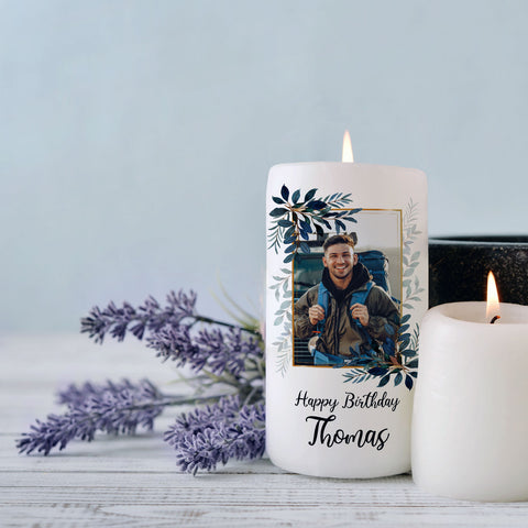 Kleine Kerze "Happy Birthday Foto" - Geburtstagskerze mit Namen und eigenem Foto