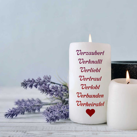 Kleine Kerze "Verzaubert Verknallt Verliebt"