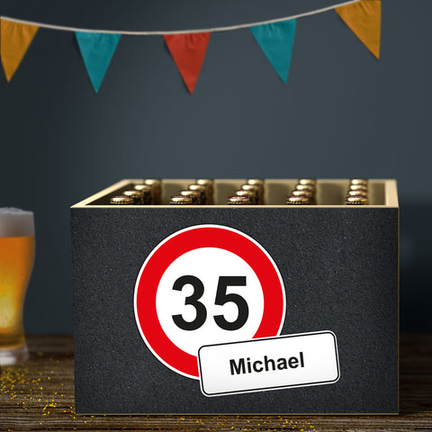 DIY Bierkasten Banderole mit 24 Deckelaufklebern - Verkehrszeichen