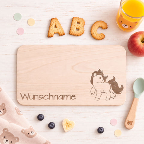 Frühstücksbrettchen für Kinder im " Einhorn" Design mit Wunschname