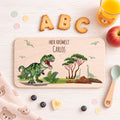 Frühstücksbrettchen mit Druckmotiv & Name - T-Rex Design