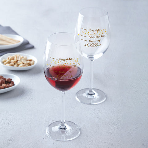 Leonardo Weingläser mit UV-Druck - Schlechter Tag, Guter Tag im Set