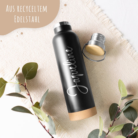 Gravierte Trinkflasche aus Edelstahl - Wunschname