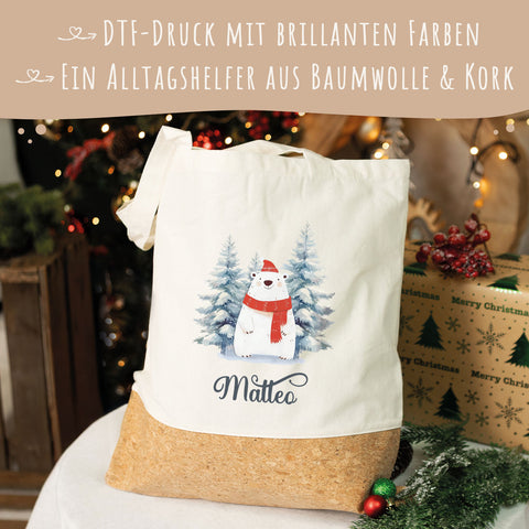 Einkaufstasche Kork - Schneetiere