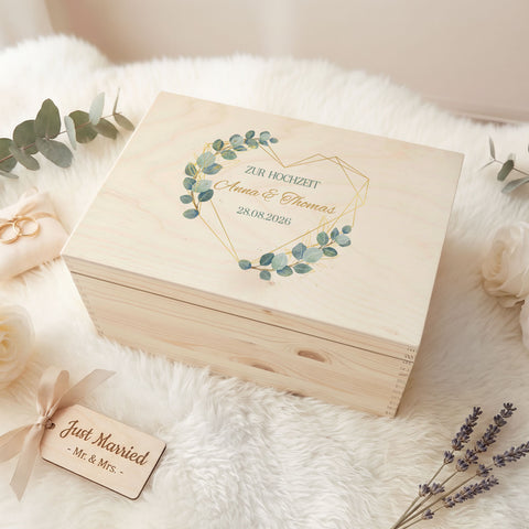 Erinnerungskiste mit UV-Druck im Eukalyptus Herz Design