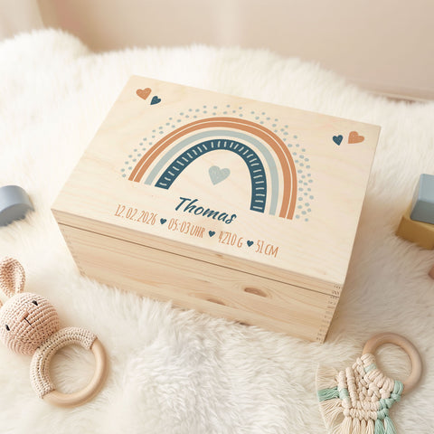 Erinnerungskiste für Kinder mit UV-Druck im Regenbogen Design