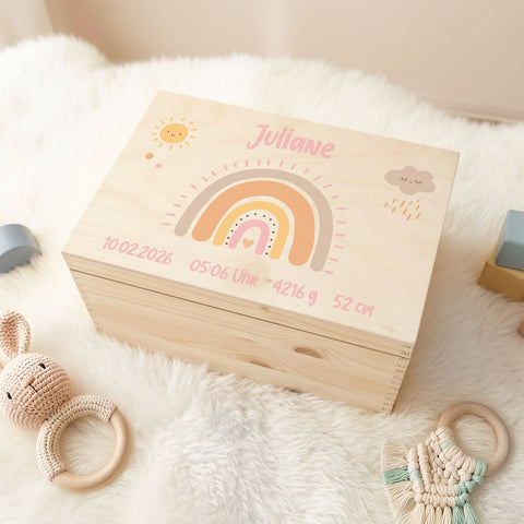 Erinnerungskiste für Kinder mit UV-Druck im Regenbogen Design