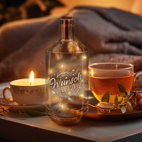 Flaschenlicht mit LED-Lichterkette im Wunscherfüller Design - Weihnachtsdeko zum Verschenken