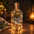 Flaschenlicht mit LED-Lichterkette und Gravur "I love you"