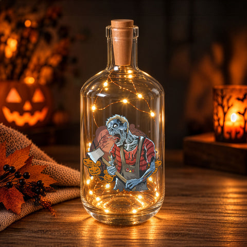 Flaschenlicht mit LED-Lichterkette im Halloween Zombie UV Design