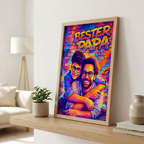 Personalisiertes Poster - Bester Papa Streetart - Personalisiertes Geschenk mit Foto