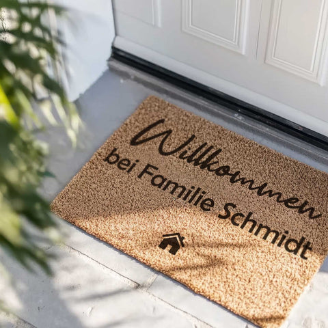 Personalisierte Kokos Fußmatte – Willkommen mit Euren Namen