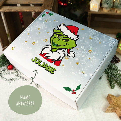 Personalisierte DIY Geschenkbox Grinch mit Namen