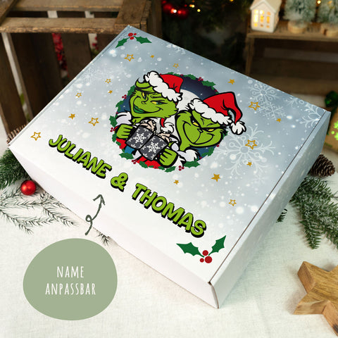 Personalisierte DIY Geschenkbox Grinch mit Namen