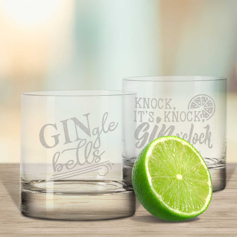 2er Set Montana GIN-Gläser "GINgle bells" & "Knock Knock it´s Gin"