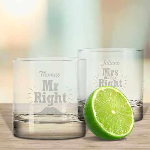 2er Set Montana GIN-Gläser "Mr Right & Mrs Always Right" mit Namen