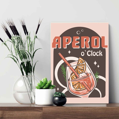 Holzschild mit Aperol Spritz Motiv - Aperol O Clock - Geschenk für Aperol Liebhaber