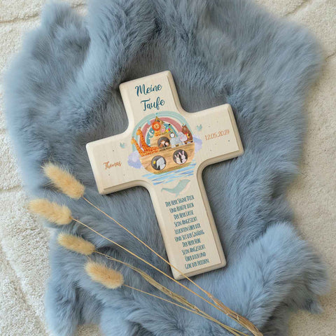 Personalisierbares Holzkreuz zur Taufe Konfirmation oder Kommunion - Arche Design