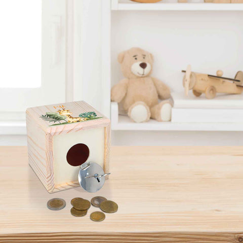 Spardose aus Holz - Safari Tiere - mit Namen personalisiert