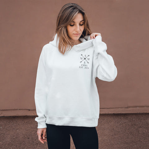 Personalisierter Hoodie für Frauen - MAMA EST. Kreuzpfeile