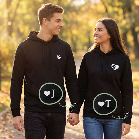 Partnerhoodies - Puzzleteil - Personalisiertes Hoodie Set mit Buchstabe im Partnerlook