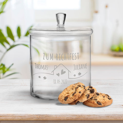 Leonardo Keksglas mit Gravur "Zum Richtfest"