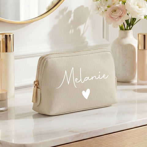 Personalisierte Leder Kosmetiktasche mit Name für Kosmetik & MakeUp