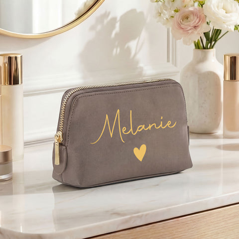 Personalisierte Leder Kosmetiktasche mit Name für Kosmetik & MakeUp