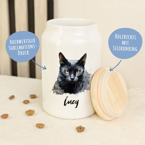 Leckerlidose für dein Haustier - Katzenrassen - Personalisiert mit Namen
