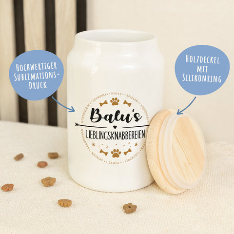 Leckerlidose für deine Haustiere - Lieblingsknabbereien - Personalisiert mit Namen