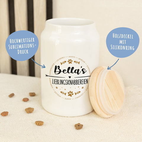 Leckerlidose für deine Haustiere - Lieblingsknabbereien - Personalisiert mit Namen