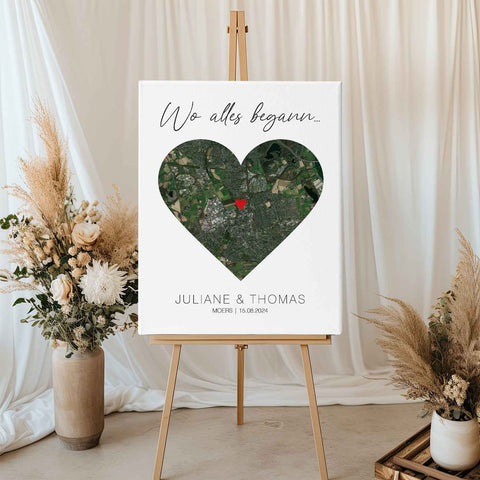 Leinwand mit dem Motiv "Wo alles begann" - Personalisiertes Geschenk mit Wunschort