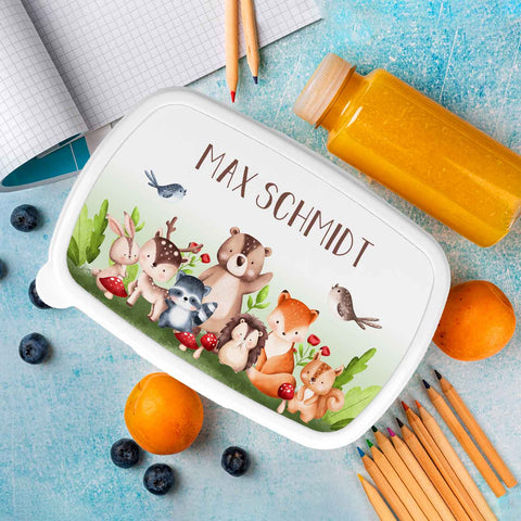 Bedruckte Lunchbox für Kinder - Tiergruppe Waldtiere