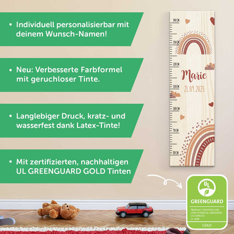 Messlatte für Kinder mit Namen aus Holz für Kinderzimmer