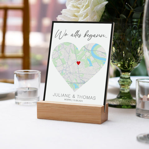 Holzschild "Wo alles begann" - Personalisiertes Geschenk mit Wunschkoordinaten
