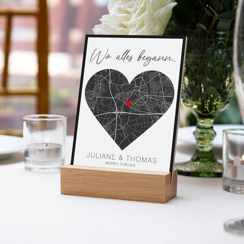 Holzschild "Wo alles begann" - Personalisiertes Geschenk mit Wunschkoordinaten