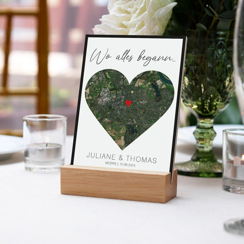 Holzschild "Wo alles begann" - Personalisiertes Geschenk mit Wunschkoordinaten