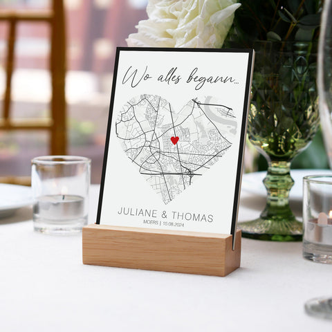 Holzschild "Wo alles begann" - Personalisiertes Geschenk mit Wunschkoordinaten