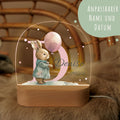 Kinder LED Nachtlicht mit Sockel aus Holz - "Initial Tiere" GRAVURZEILE – Bild 14