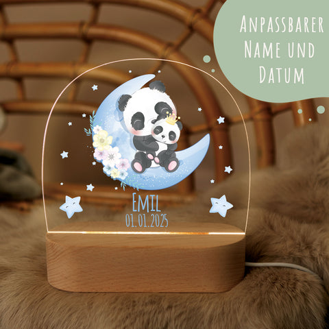 Kinder LED Nachtlicht mit Sockel aus Holz - "Mond Tiere" GRAVURZEILE – Bild 19