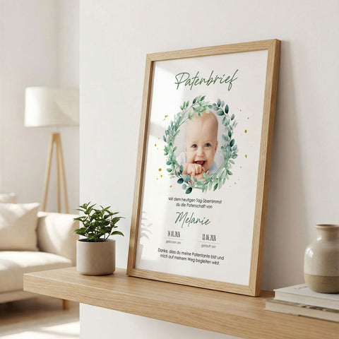 Personalisiertes Poster - Patenbrief - Personalisiertes Geschenk mit Foto