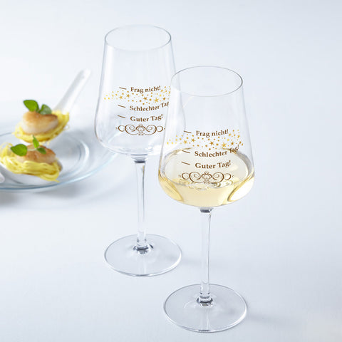 Leonardo Weingläser mit UV-Druck - Schlechter Tag, Guter Tag im Set