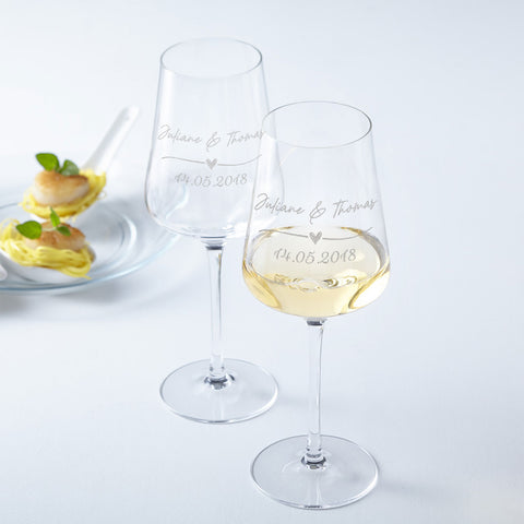 Leonardo Gläser mit Gravur im "Wedding Love" Design als Set