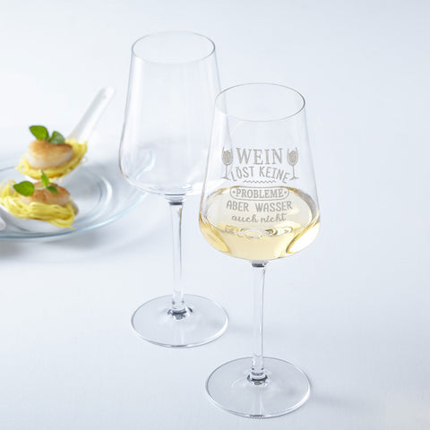 Leonardo Weinglas mit Gravur "Wein löst keine Probleme"