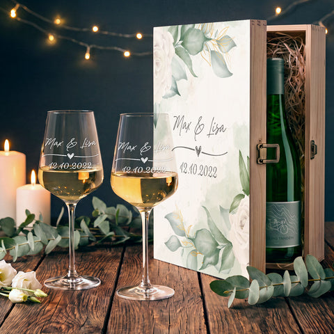 Leonardo Gläser mit Gravur im "Wedding Love" Design als Set